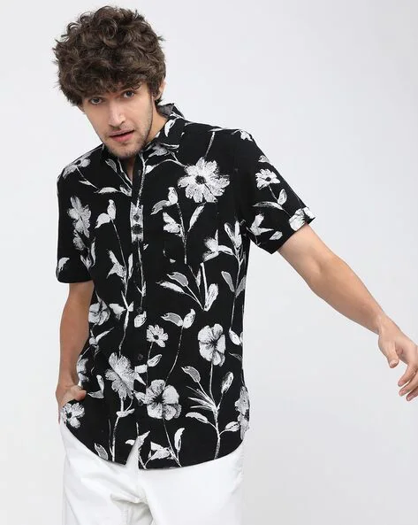 Black Floral Shirt