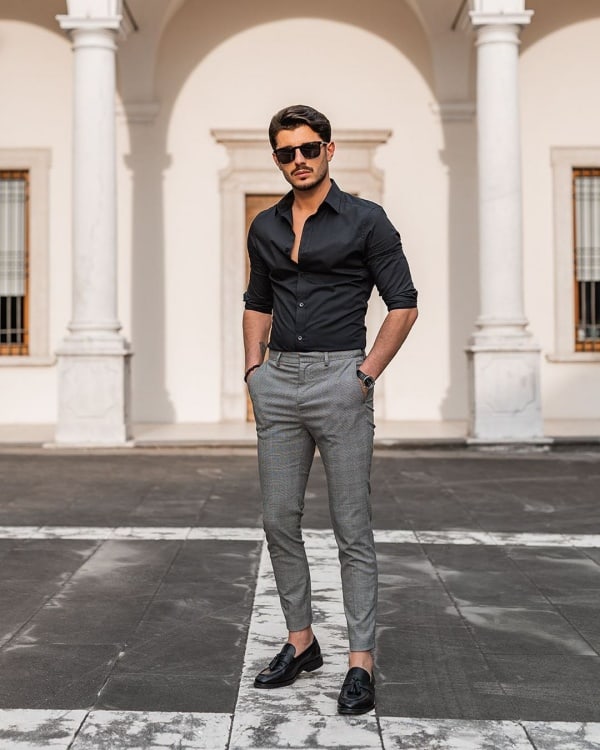 Formal Black Shirt Grey Pants For Men-seedfund.vn